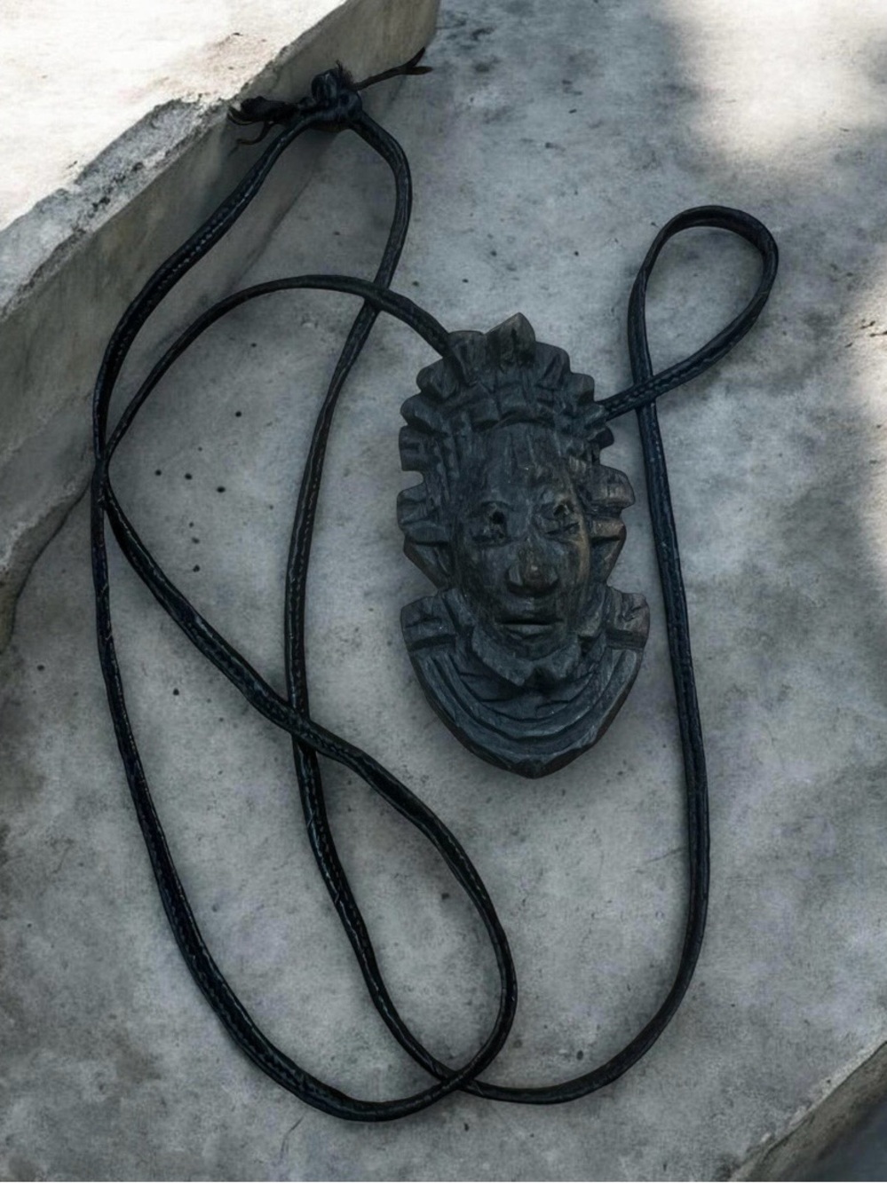 Hand Carved Nigerian face mask Necklace.